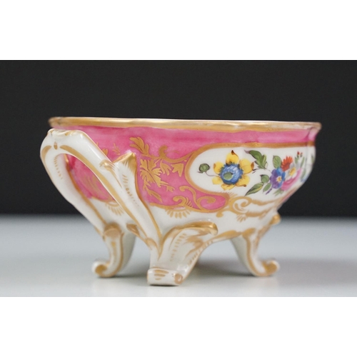 44 - 19th Century Swansea porcelain sugar bowl having twin handles and moulded finial handle to top with ... 