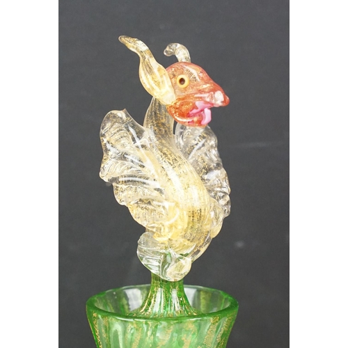 46 - Collection of antique Venetian glass to include a Salviati green and pink glass dragon decanter with... 