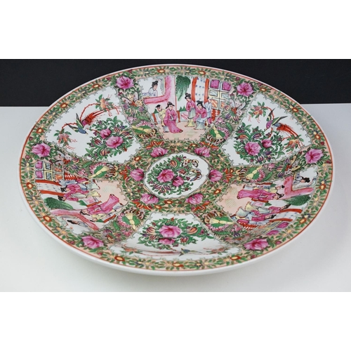 51 - Early 20th Century Chinese Canton famille rose charger plate featuring garden scenes and foliate det... 