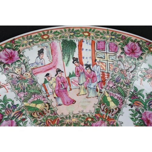 51 - Early 20th Century Chinese Canton famille rose charger plate featuring garden scenes and foliate det... 