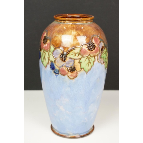 54 - Early 20th Century Royal Doulton stoneware vase with tube lined detailing, together with a pair of H... 