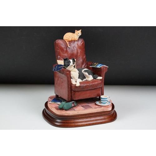 60 - Four Border Fine Arts figurines to include 'Caught Napping', ' A Long Day Ahead', and 'Second Brewed... 