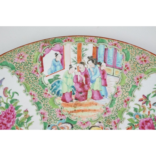 64 - Late 19th Century / early 20th Century Chinese famille rose charger plate having panelled garden sce... 