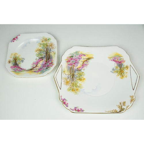 65 - Shelley ' Englands Charm ' pattern tea set comprising 6 tea cups & saucers, 6 tea plates, milk jug, ... 