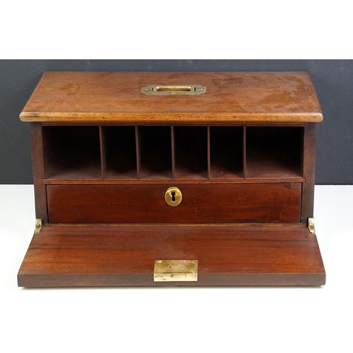 147 - Victorian mahogany stationery cabinet, the fall front door opening to six storage compartments with ... 