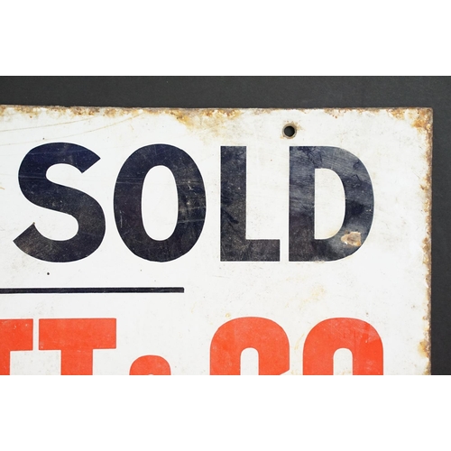 152 - Enamel sign - Hallett & Co, 3, Wood Street, Queen Square, Bath - To Be Sold estate agent's sign, 38 ... 