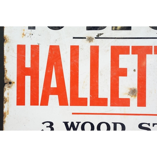 152 - Enamel sign - Hallett & Co, 3, Wood Street, Queen Square, Bath - To Be Sold estate agent's sign, 38 ... 