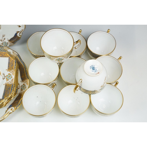 67 - Early 20th Century Edwardian Art Nouveau Salisbury china tea service 11 cups, 12 saucers, 9 side pla... 