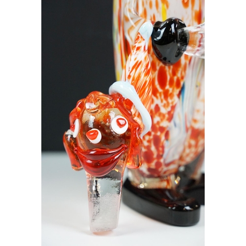 71 - Large Murano venetian glass decanter in the form of a clown, together with a faceted glass ink well.... 