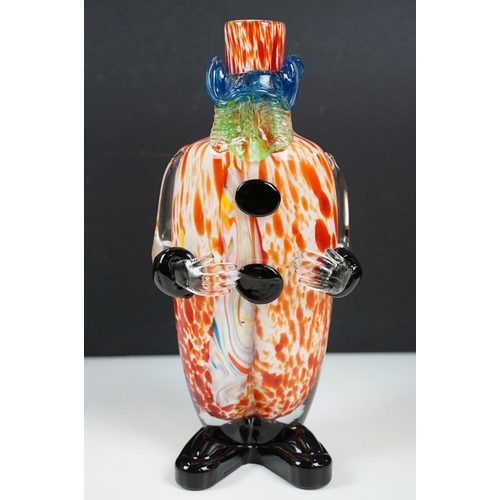 71 - Large Murano venetian glass decanter in the form of a clown, together with a faceted glass ink well.... 