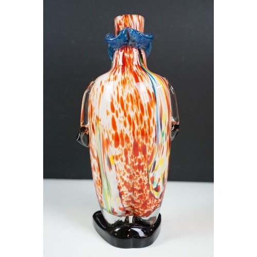 71 - Large Murano venetian glass decanter in the form of a clown, together with a faceted glass ink well.... 