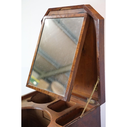 635 - 19th century mahogany toilet commode / shaving cupboard, the top lifts to reveal a mirror and empty ... 