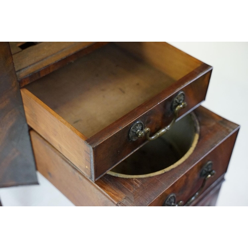 635 - 19th century mahogany toilet commode / shaving cupboard, the top lifts to reveal a mirror and empty ... 