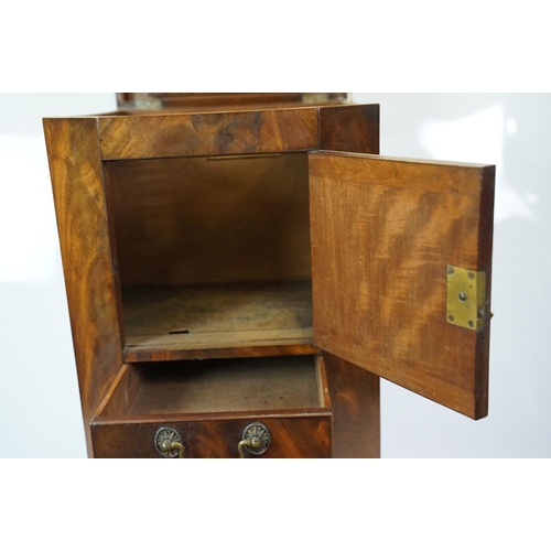 635 - 19th century mahogany toilet commode / shaving cupboard, the top lifts to reveal a mirror and empty ... 