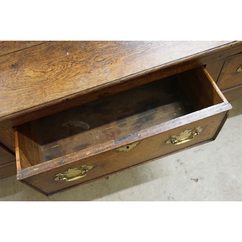 637 - 18th century oak sideboard, the galleried back with lip and three drawers above carved apron, 78cm h... 