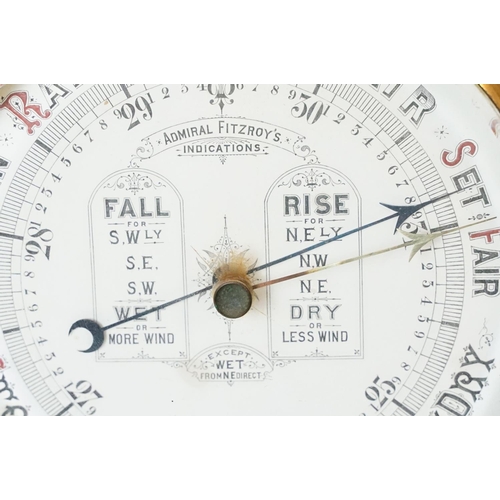 647 - Admiral Fitzroy's Indications carved oak barometer with thermometer, 92cm high