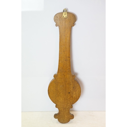 647 - Admiral Fitzroy's Indications carved oak barometer with thermometer, 92cm high