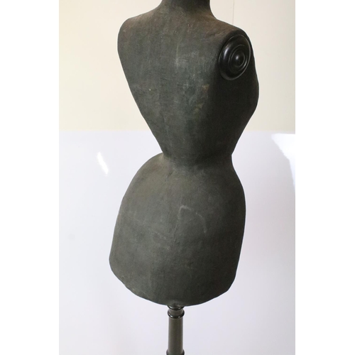 645 - Early 20th century dressmaker's dummy on black painted wooden tripod base, 160cm high