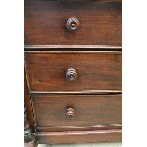 657 - 19th century mahogany chest of four long drawers, the top drawer of concealed appearance, with barle... 