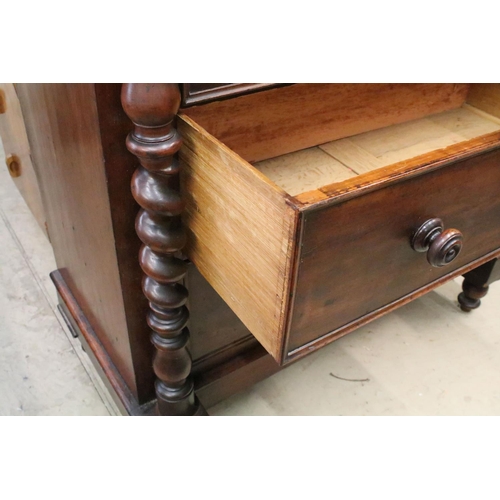 657 - 19th century mahogany chest of four long drawers, the top drawer of concealed appearance, with barle... 