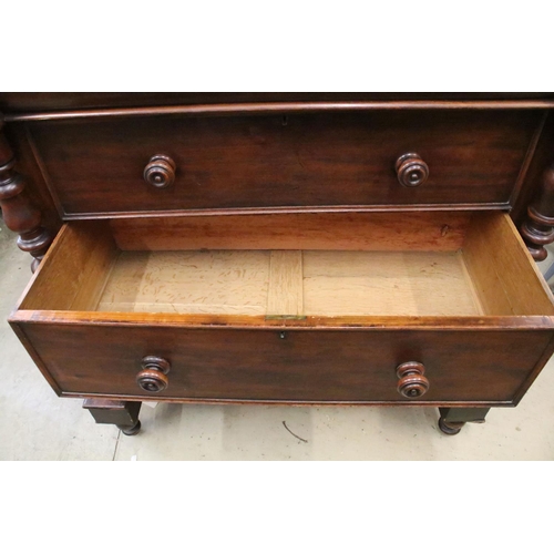 657 - 19th century mahogany chest of four long drawers, the top drawer of concealed appearance, with barle... 