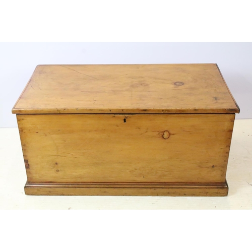 664 - Victorian pine waxed and polished blanket box, 43cm high x 89cm wide x 48cm deep