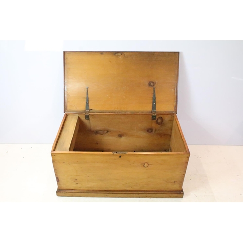 664 - Victorian pine waxed and polished blanket box, 43cm high x 89cm wide x 48cm deep