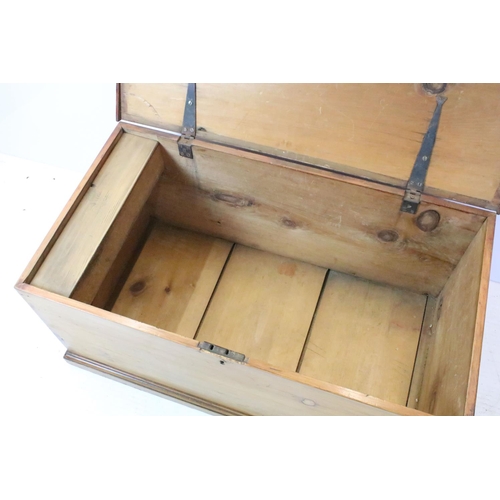 664 - Victorian pine waxed and polished blanket box, 43cm high x 89cm wide x 48cm deep