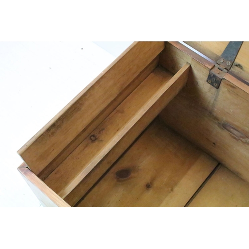 664 - Victorian pine waxed and polished blanket box, 43cm high x 89cm wide x 48cm deep