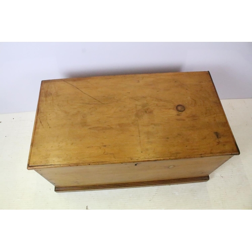 664 - Victorian pine waxed and polished blanket box, 43cm high x 89cm wide x 48cm deep