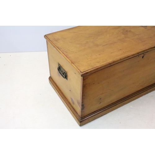 664 - Victorian pine waxed and polished blanket box, 43cm high x 89cm wide x 48cm deep