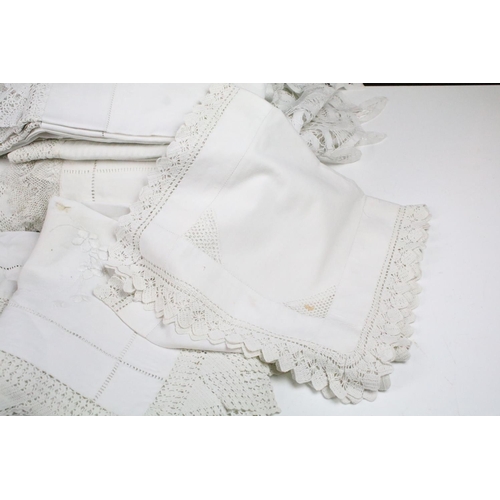 185 - Collection of linens to include lace examples and crochet examples.