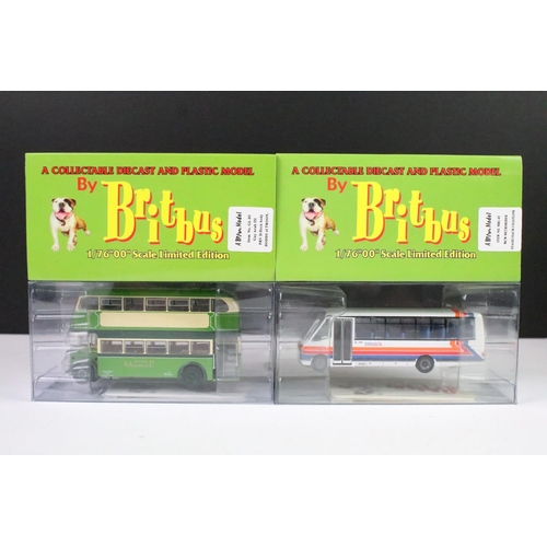 1003 - 12 Boxed 1/76 scale Britbus diecast model buses to include AN1-002, AN2-001, ME-05, GL-03, etc, with... 