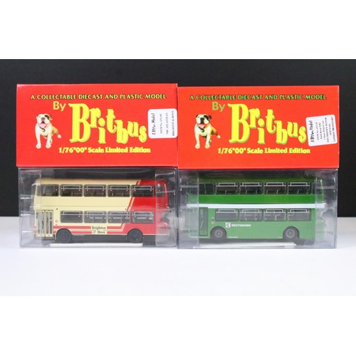 1004 - 14 Boxed 1/76 scale Britbus diecast model buses to include ME-001, ME 02, ES-003B, N 6213, etc, with... 