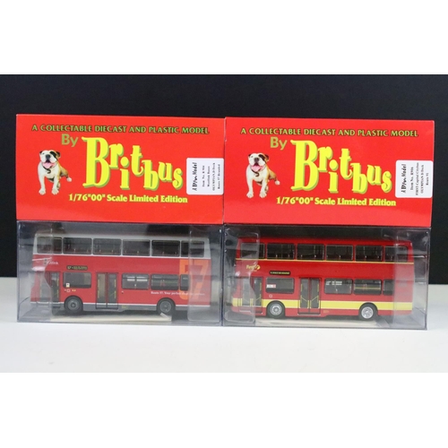 1004 - 14 Boxed 1/76 scale Britbus diecast model buses to include ME-001, ME 02, ES-003B, N 6213, etc, with... 