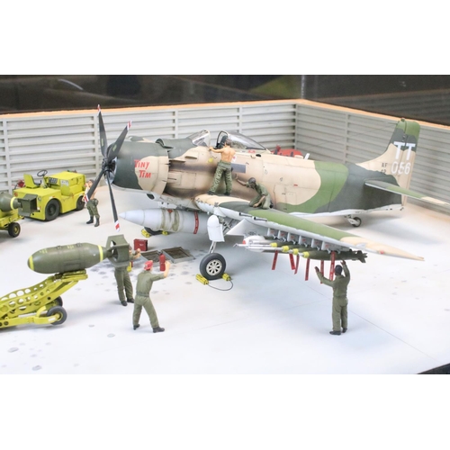 1062 - Cased aircraft model diorama of 'Tiny Tim' USAF A-1J Skyraider 602nd SOS Nakhon Phanom RTAFB Thailan... 