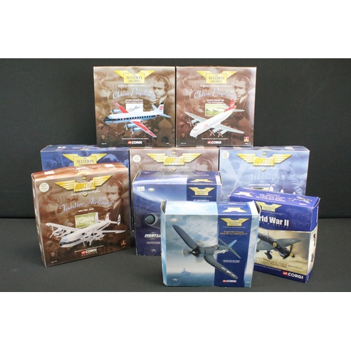 1067 - Nine boxed Corgi Aviation Archive diecast models to include ltd edn 1/72 AA32501 Vought F4U-1A Corsa... 