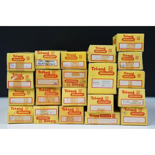 53 - Quantity of 26 boxed Triang TT Gauge rolling stock to include locomotives, wagons, cars, coaches, et... 