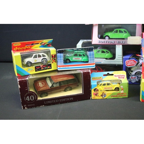 1077 - Around 40 diecast / plastic / tin plate Citroen 2CV models to include Mattel Hot Wheels Dyane Barbie... 