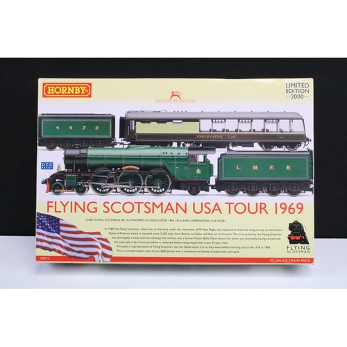 164 - Boxed Hornby OO gauge ltd edn R2953 Flying Scotsman USA Tour Train Pack, complete with certificate