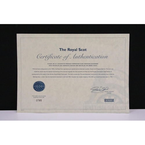 169 - Boxed Hornby OO gauge R2303M The Royal Scot Train Pack, complete with certificate