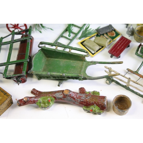 1328 - Large quantity of mainly Britains and some Dinky accessories to include horse carts, push carts, mil... 