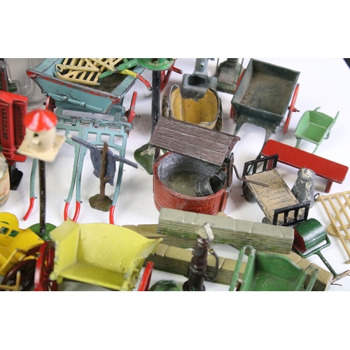 1328 - Large quantity of mainly Britains and some Dinky accessories to include horse carts, push carts, mil... 