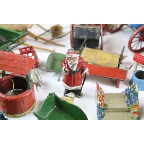 1328 - Large quantity of mainly Britains and some Dinky accessories to include horse carts, push carts, mil... 