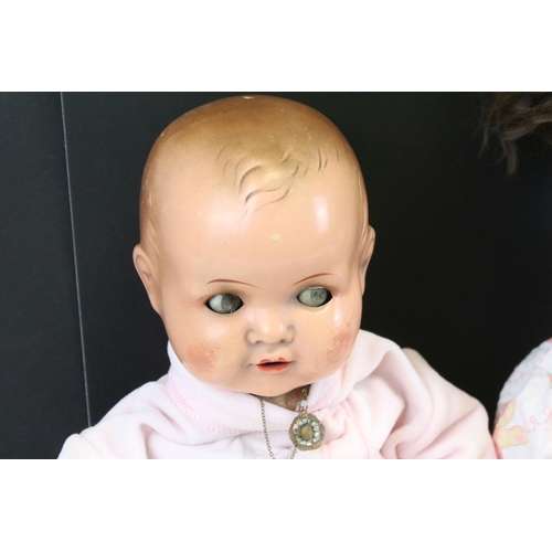 431 - Early 20th C Armand Marseille baby doll with grubby sleeping glass eyes, teeth, some paint wear, plu... 