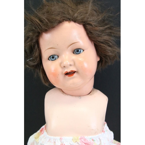 431 - Early 20th C Armand Marseille baby doll with grubby sleeping glass eyes, teeth, some paint wear, plu... 