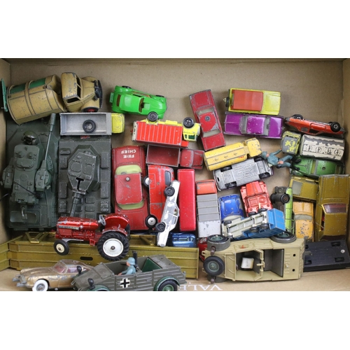 1334 - 39 play worn diecast models to include Matchbox 75 Series, Corgi Juniors, Dinky, Britains, etc featu... 