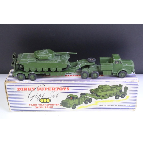 1339 - Boxed Dinky Supertoys 698 Tank Transporter With Tank Gift Set diecast model (diecast gd overall with... 