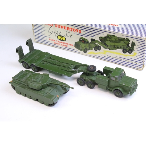 1339 - Boxed Dinky Supertoys 698 Tank Transporter With Tank Gift Set diecast model (diecast gd overall with... 