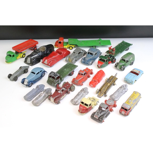 1345 - 22 Pre war to mid 20th C play worn diecast models to include CIJ, Crescent, Timpo, Charbens, TT, Rob... 